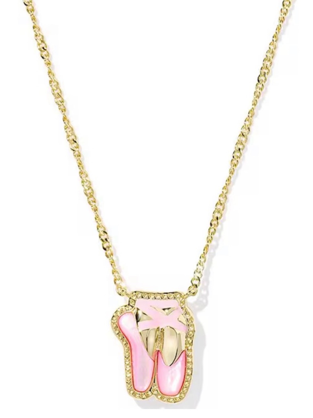 Kendra Scott ballet pointe Gold Necklace with Pink Enamel Slipper Charm